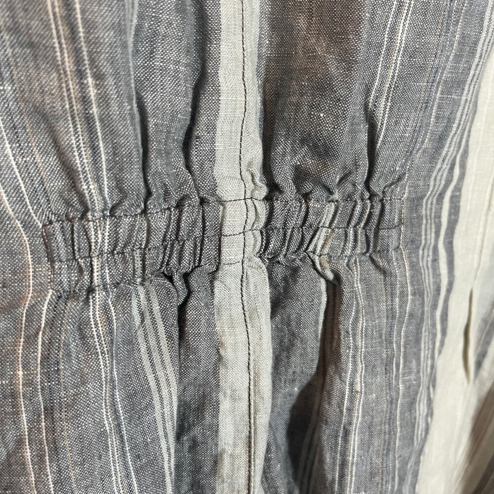 Lauren Vidal LINEN Grey Striped Sleeveless Tank Top Tunic Asymmetrical Lagenlook - Picture 5 of 10